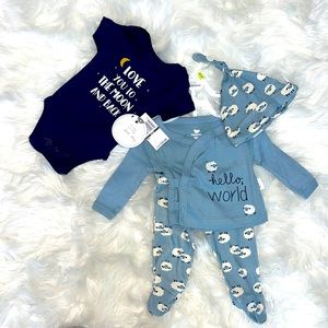 Sheep hello world matching set with onesie